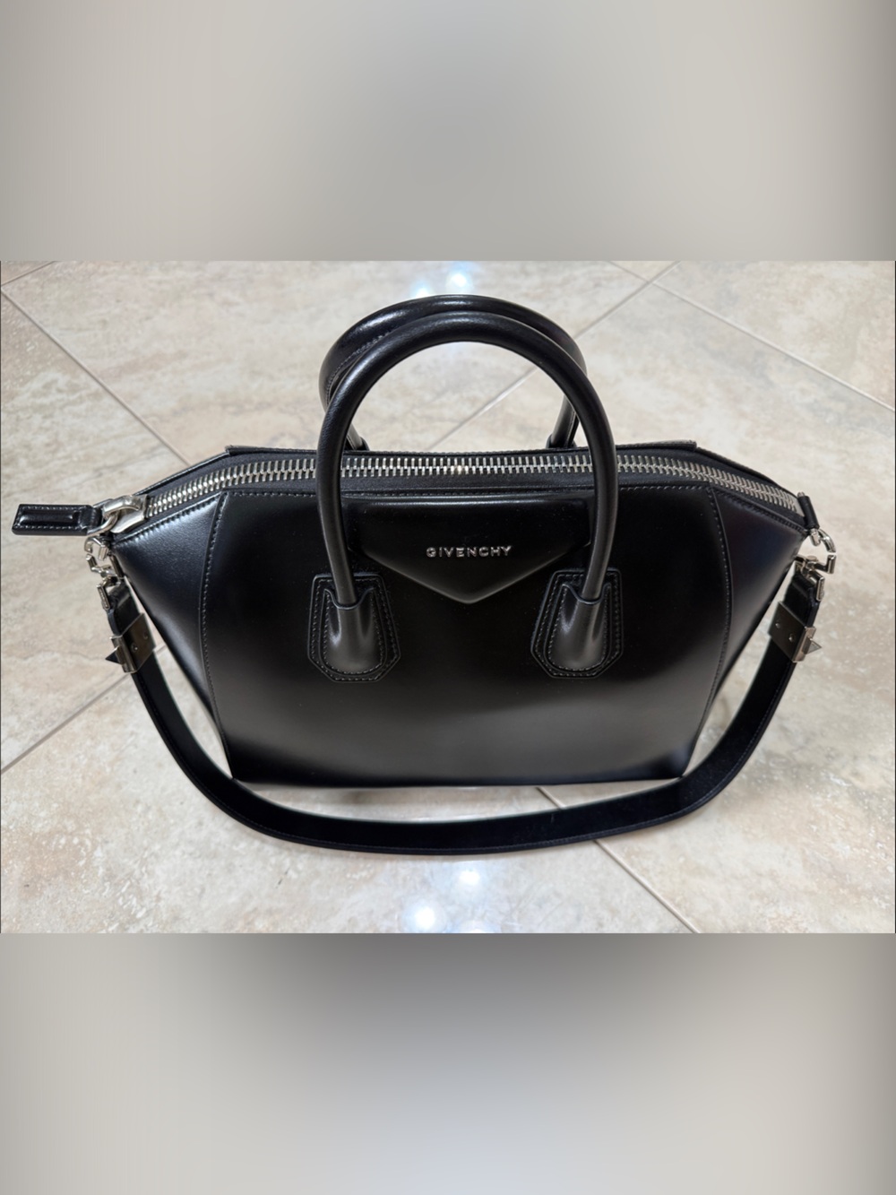 Givenchy Black Leather Satchel with Detachable Strap - Picture 10 of 11